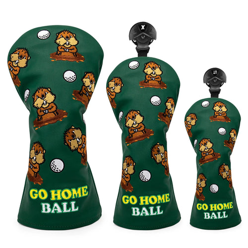 golf club gopher headcovers for driver, 3 wood, and hybrid